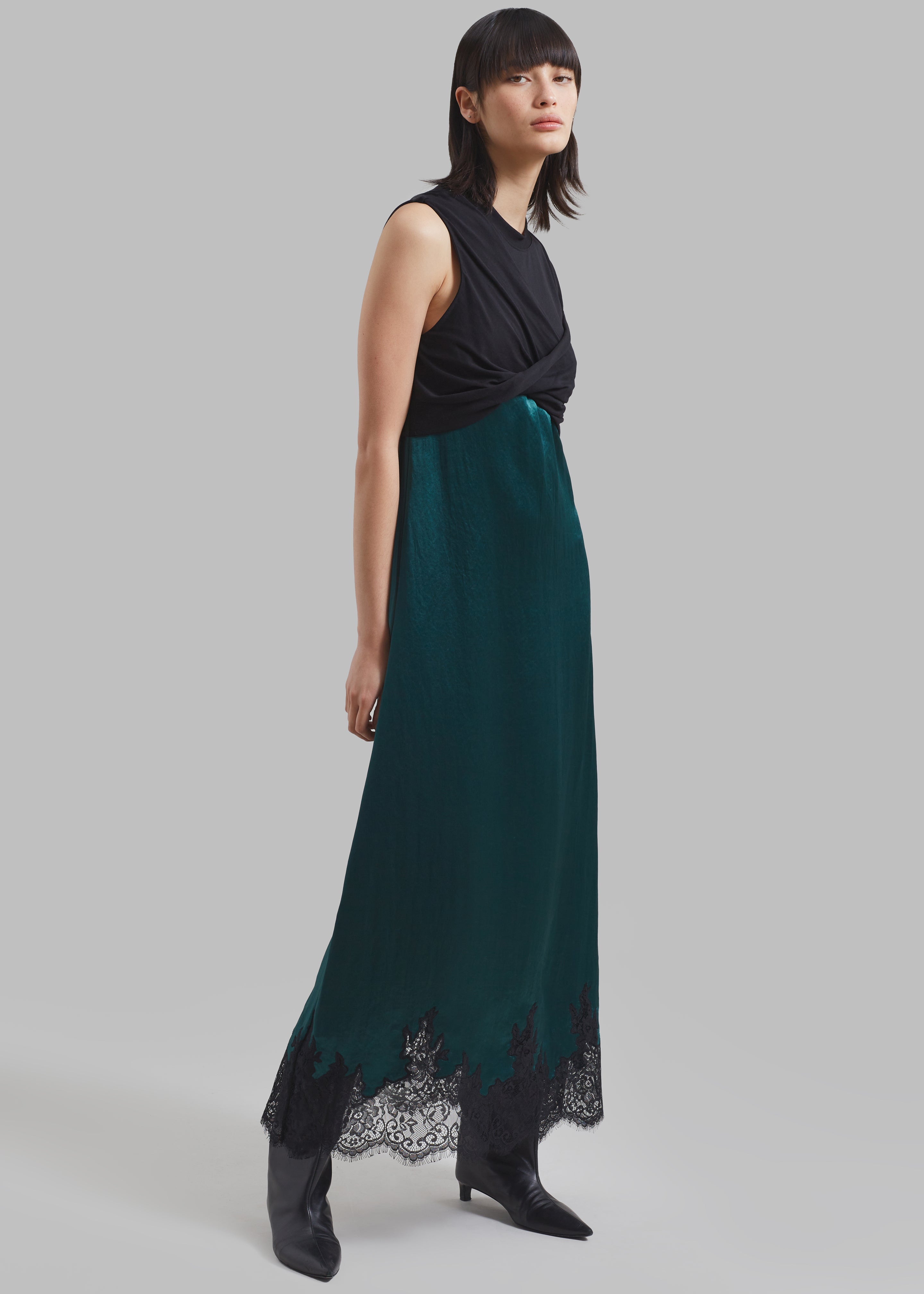 3.1 Phillip Lim Twist Tank Slip Dress - Black/Emerald