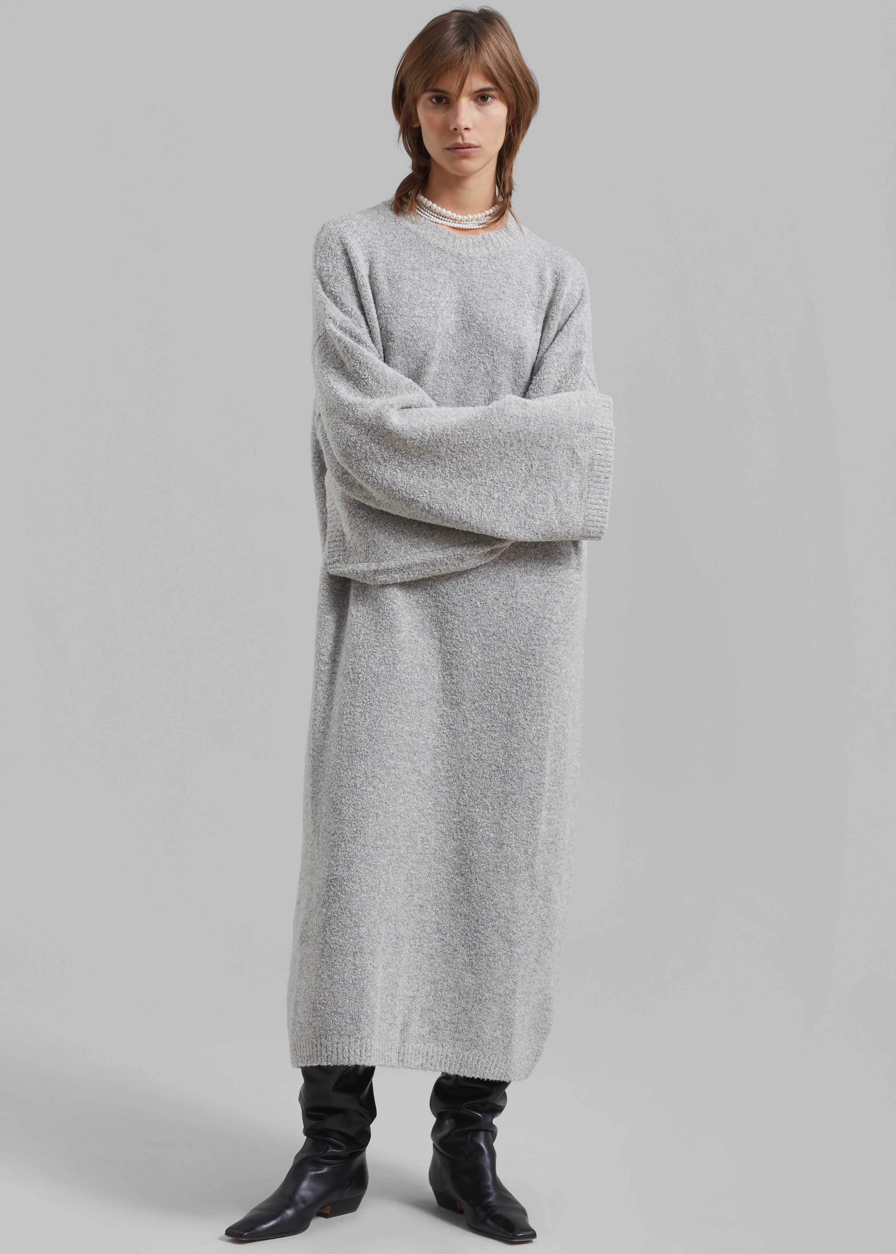 Alba Long Hooded Dress - Grey