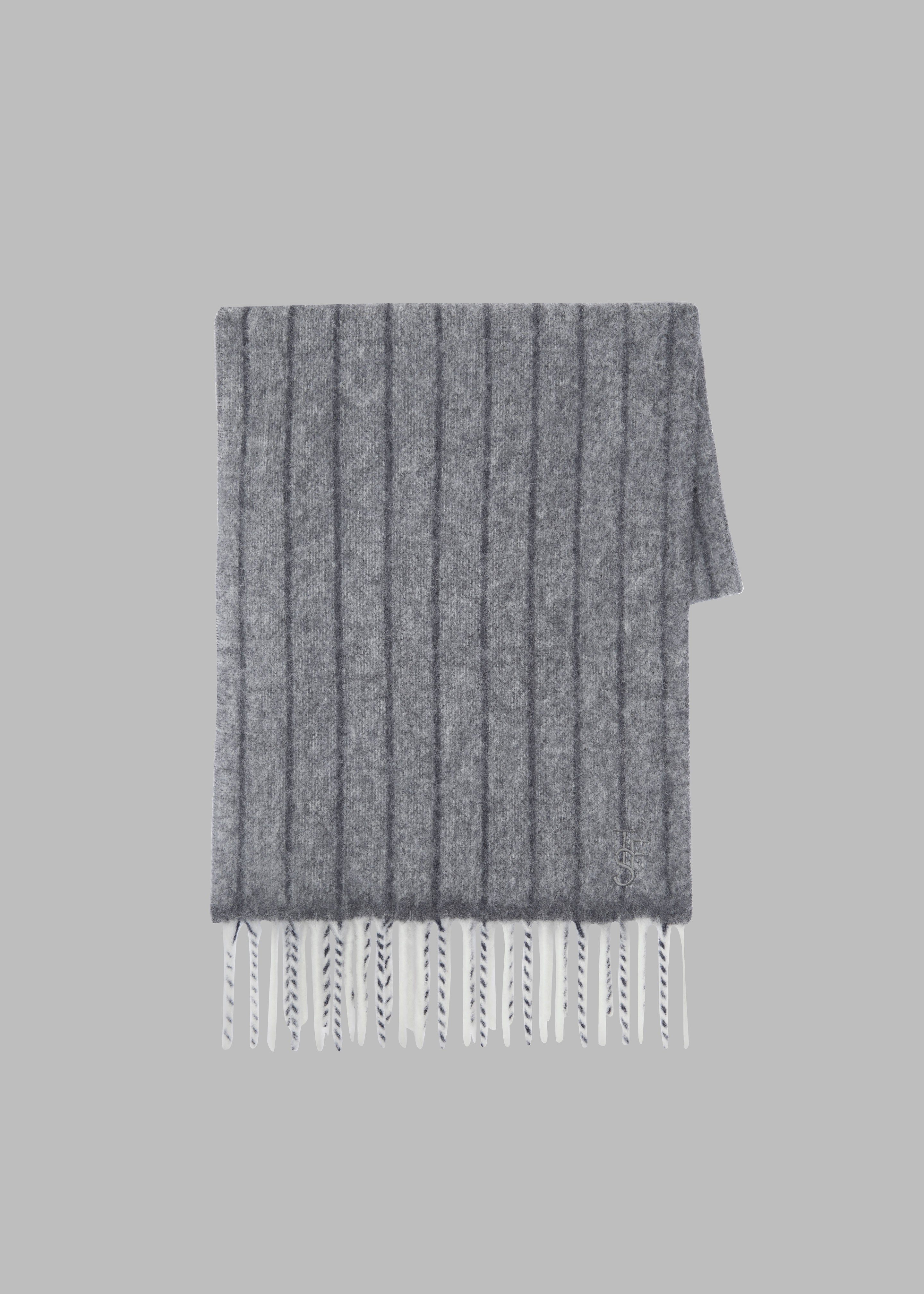 Aurelia Wool Scarf - Grey Stripe