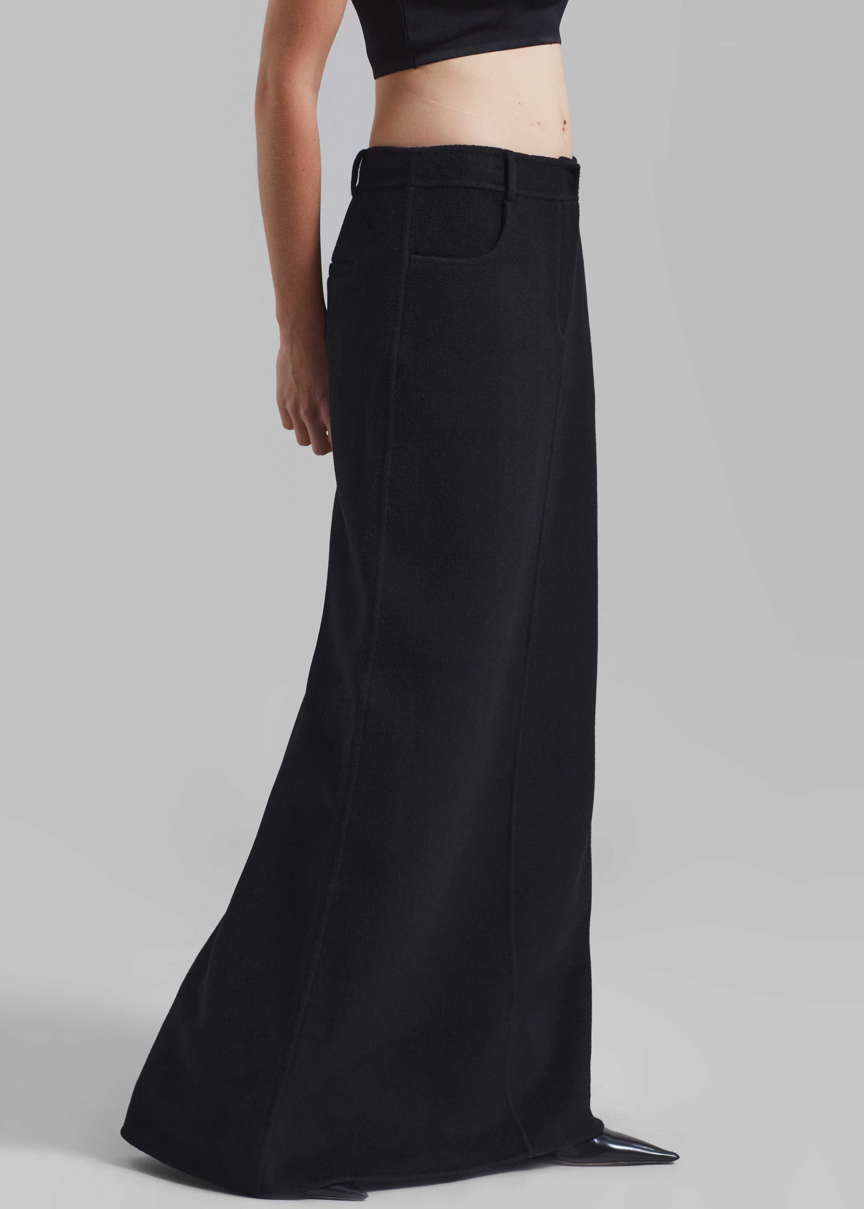 Malvo Long Wool Pencil Skirt - Black
